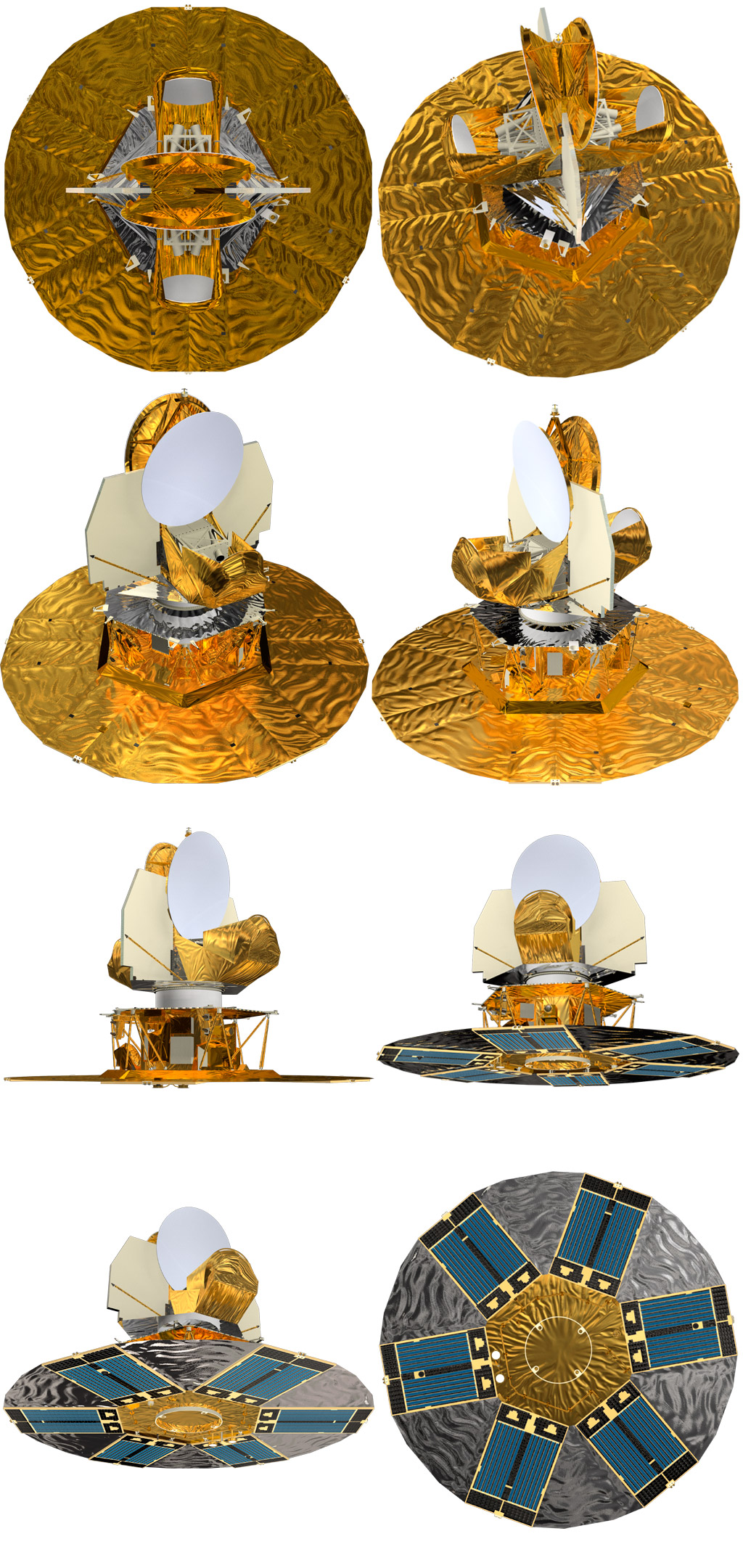 Eight 3D renders of the WMAP Spacecraft