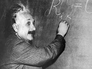 Albert Einstein at the chalkboard