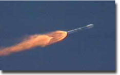 Delta Rocket flying east over the Atlantic Ocean